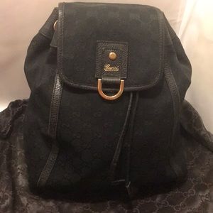 SOLD Authentic Gucci Black Monogram Backpack